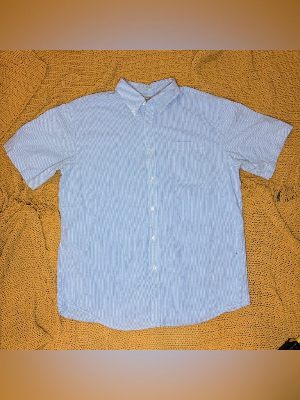 L.L. Bean Light Blue Short-Sleeve Button-Down Shirt